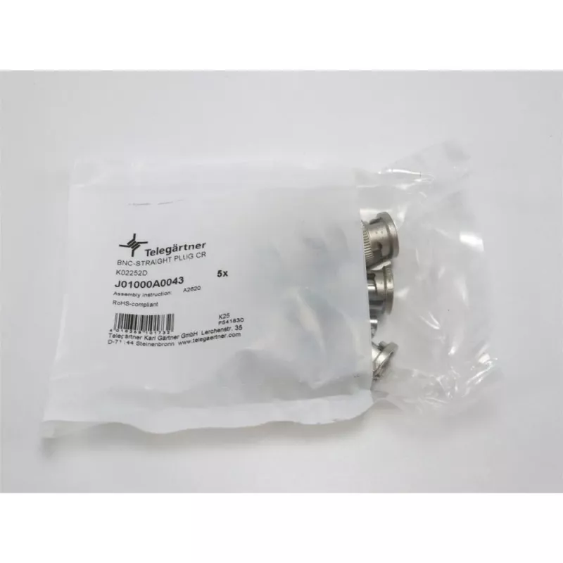 Telegärtner BNC-krimpkabelstekker G08, 50 Ohm, Professional, RD-316, 5 stuks (J01000A0043)