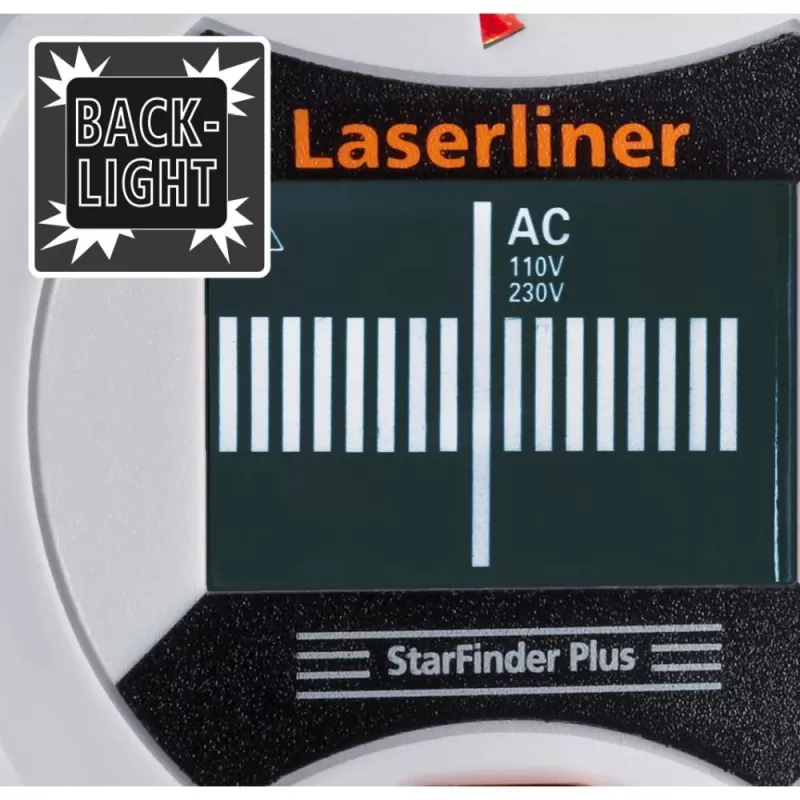 Laserliner StarFinder Plus 080.972E wand- en balkenscanner met hout-, metaal- en spanningsvoerende AC-kabeldetectie