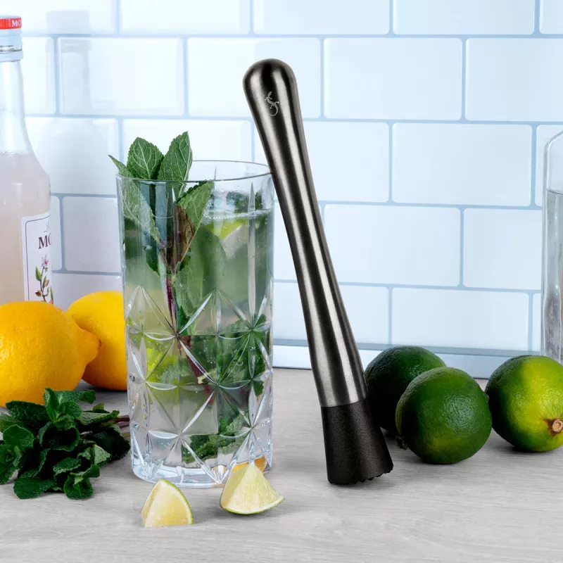 Lurch cocktailglas-randdecorateur & tangenset rookgrijs 240799
