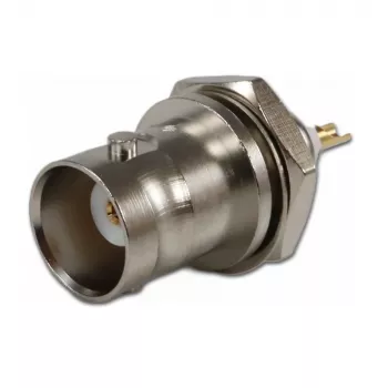 Telegärtner BNC-inbouwkuppeling 50 ohm, vergulde binnenleider, 4-gats flens, soldeeraansluiting (J01001A0053Z)