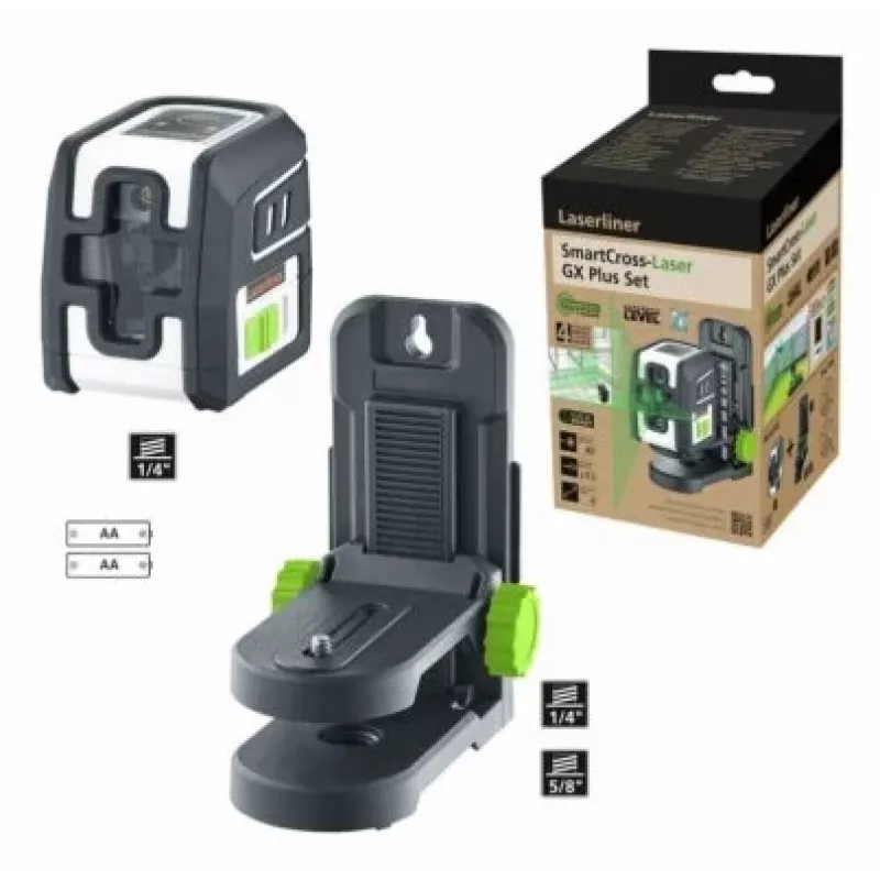 Laserliner SmartCross-Laser GX Plus set groenstraal-kruislijnlaser, max. bereik 40 m (036.732E)