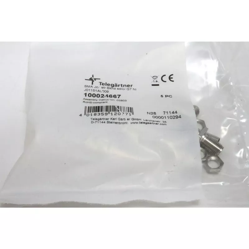 Telegärtner SMA-bus inbouw-crimpstekker voor RG-316/U, vernikkeld, 5-pack (J01151A0009)