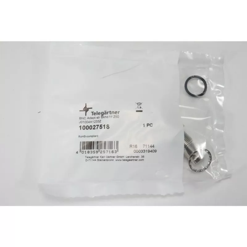 Telegärtner J01004A1233Z BNC-stekker naar BNC-bus adapter, 75 Ohm, zwart