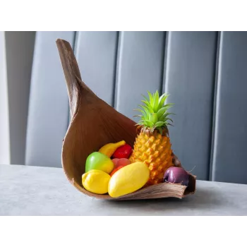 EUROPALMS kunstmatige fruitmix in netzak, 12 stuks, polyethyleen, veelkleurig, decoratief 83309211