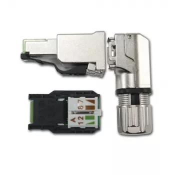 Telegärtner MFP8-4x90 Cat.6A veldmonteerbare RJ45 stekker, T568A, afgeschermd, multi-hoek J00026A4004