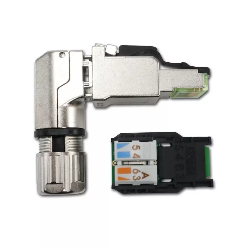 Telegärtner MFP8-4x90 Cat.6A veldmonteerbare RJ45 stekker, T568A, afgeschermd, multi-hoek J00026A4004