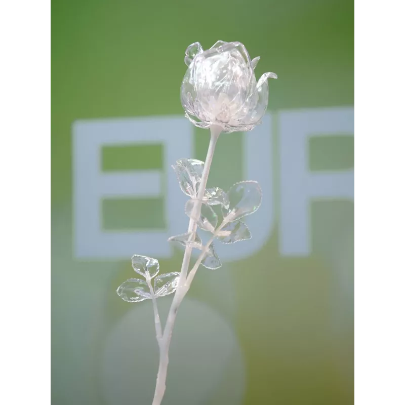 EUROPALMS Crystal Rose kunstbloem, transparant, 81cm, 12-pack voordeelverpakking 82600210