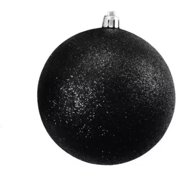 EUROPALMS decoratiebal-set 10 cm, zwart, glitter, 4 stuks 83501268