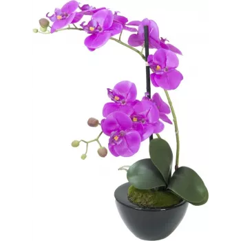EUROPALMS kunstmatige orchideeënarrangement 4, witte Phalaenopsis in keramische pot, 60 cm 82530349