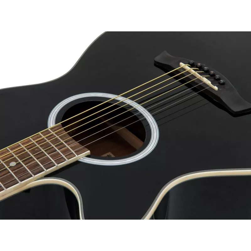 DIMAVERY AW-400 linkshandige dreadnought akoestische gitaar, zwart 26235090