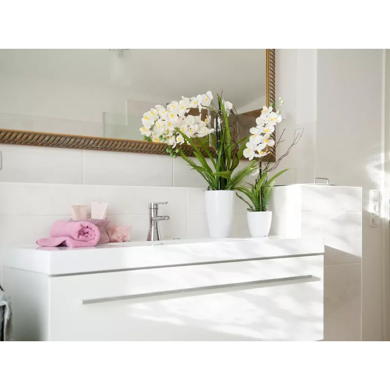EUROPALMS kunstmatige orchideeënarrangement 1, in pot, wit-roze, 60 cm 82530346
