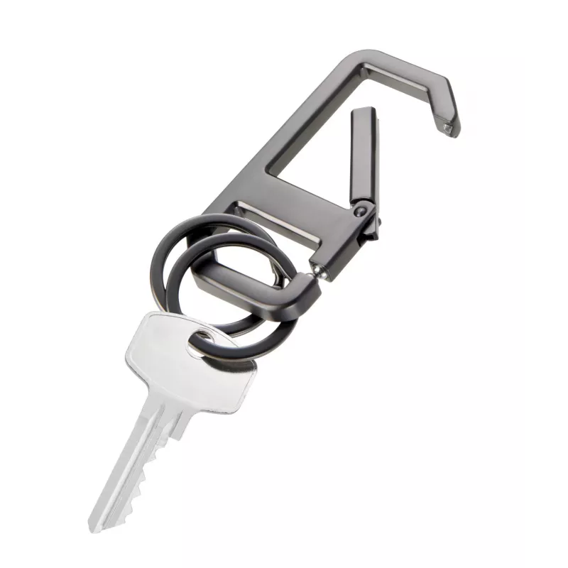 TROIKA ALVAR NERO sleutelhanger met karabijnhaak, gunmetal/zwart (KR26-05/GM)