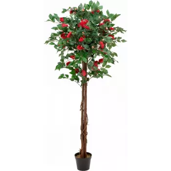 EUROPALMS camelliaboom rood met pot, kunstplant, 180cm 82507226