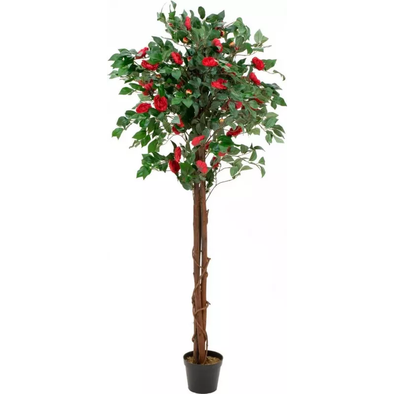 EUROPALMS camelliaboom rood met pot, kunstplant, 180cm 82507226