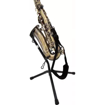 DIMAVERY saxofoonhalsband, verstelbaar nylonweefsel, metalen draaishaak, zwart 26600436