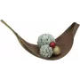 EUROPALMS geflockte dennenbol decoratie, 15 cm, groen met wit sneeuwfinish 83500303