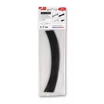 HellermannTyton HIS-3-BAG-1.5/0.5 warmtekrimpkous 3:1, zwart, 1,5mm tot 0,5mm, 20cm, 10 stuks 308-30151