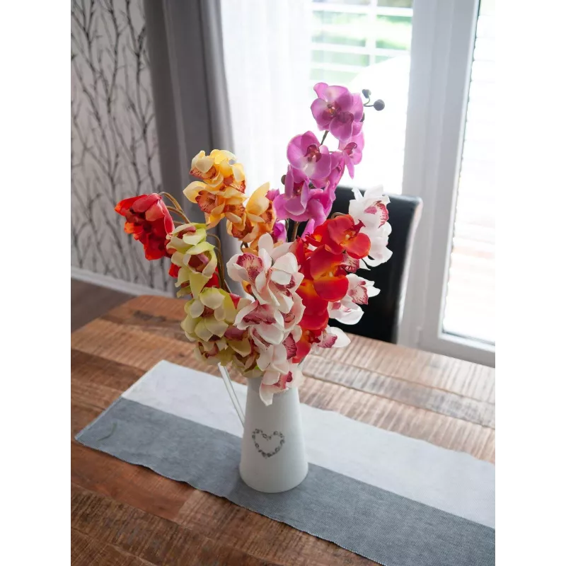 EUROPALMS Cymbidium-tak, kunstmatig, wit-roze, 90 cm 82530312