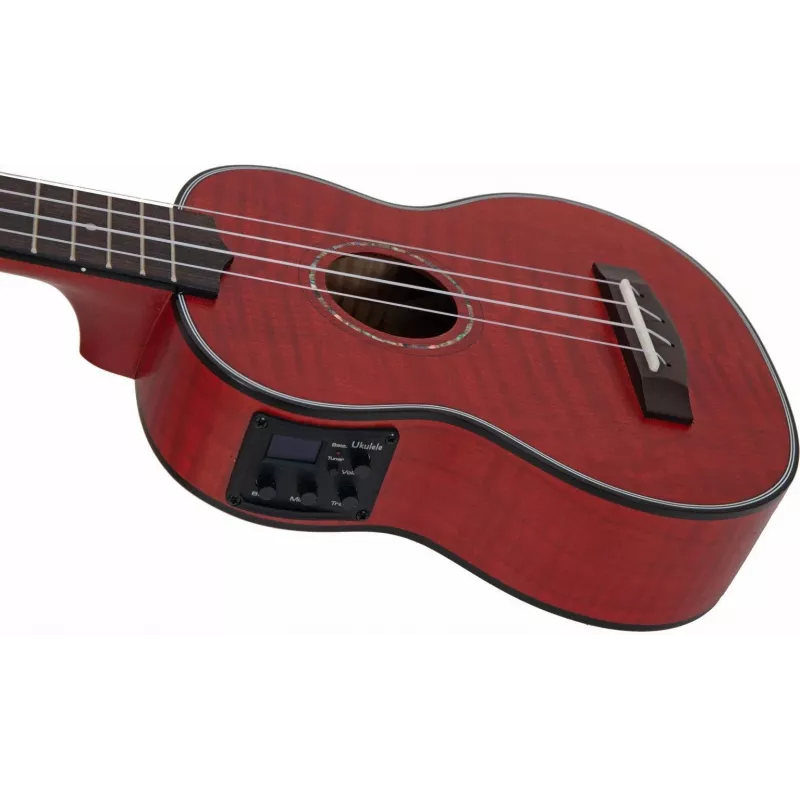 DIMAVERY UK-100 sopraan-ukulele, Flamed Red 26255807