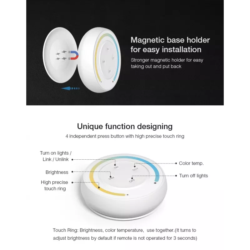 SYNERGY21 S1-G Sunrise LED-afstandsbediening voor dual white CCT MiLight/MiBoxer systemen