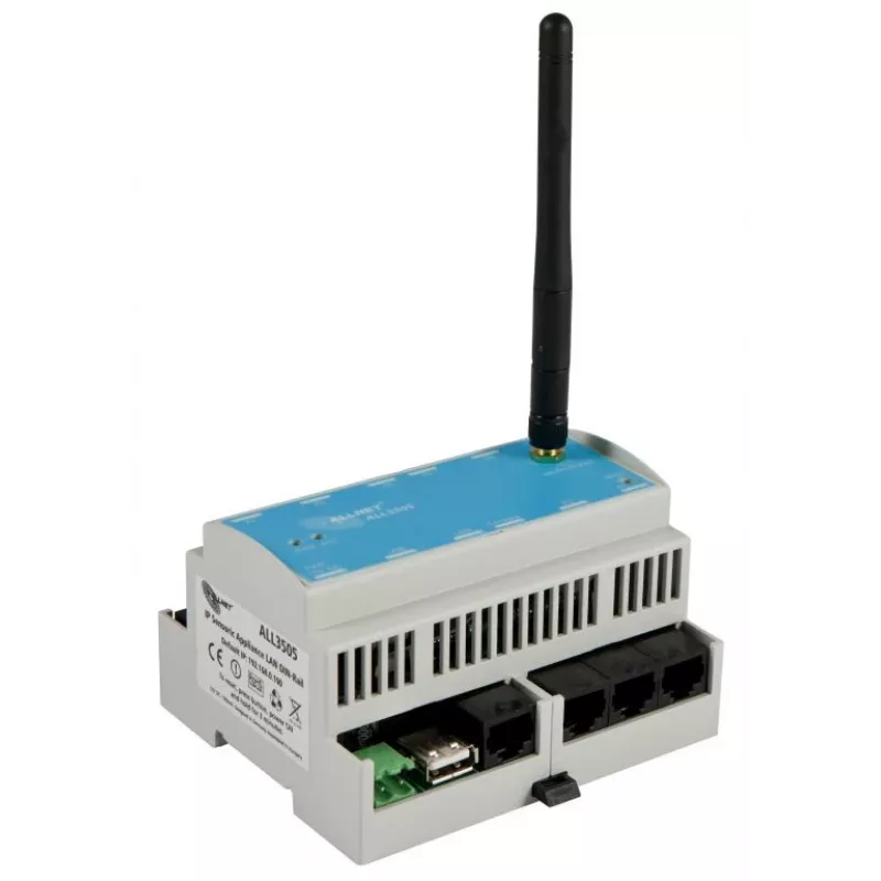 ALLNET ALL3505v2 IP-gebouwautomatiseringscontroller met 8 sensorpoorten, DIN-railmontage