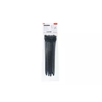 HellermannTyton SOFTFIX® herbruikbare kabelbinder 260 mm x 11 mm, zwart, 8-pack 115-11270