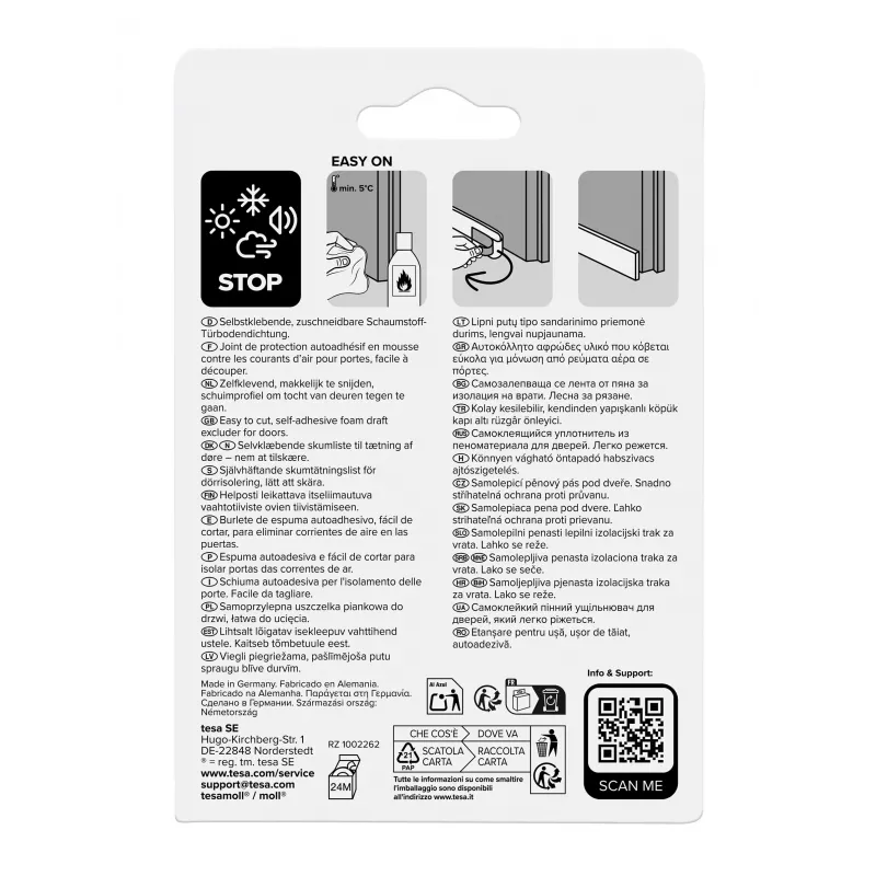tesamoll UNIVERSAL deurtochtstrip wit 38 mm x 1 m (05422-00100-01)