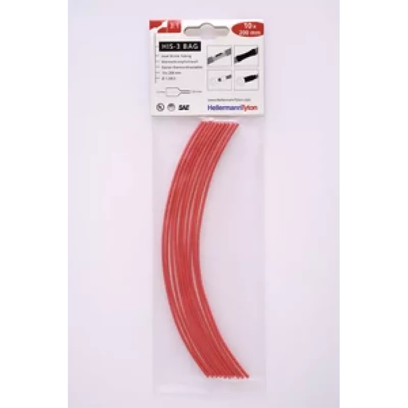 HellermannTyton HIS-3-BAG warmtekrimpkous 3:1 1,5 mm naar 0,5 mm rood 10 stuks