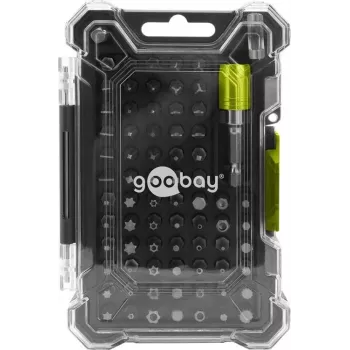 Goobay Tools 72-delige bithouder-set met magnetische snelwissel-bithouder, S2-stalen bits, 1/4 inch zeskant-aandrijving, sleuf, Phillips, Pozidriv, Torx, Security Torx, Hex, Security Hex, Square, Spanner, Tri-Wing, Torq-Set, 25 mm bits 77843