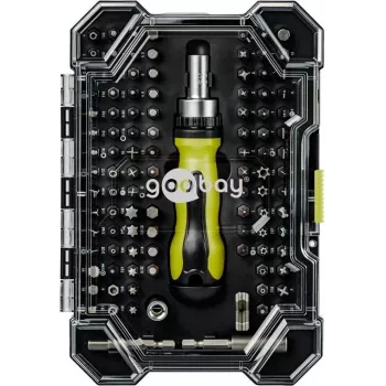 Goobay 100-delige schroevendraaier-bit-set met 1/4 inch zeskant S2-stalen bits en magnetische bithouder 77844