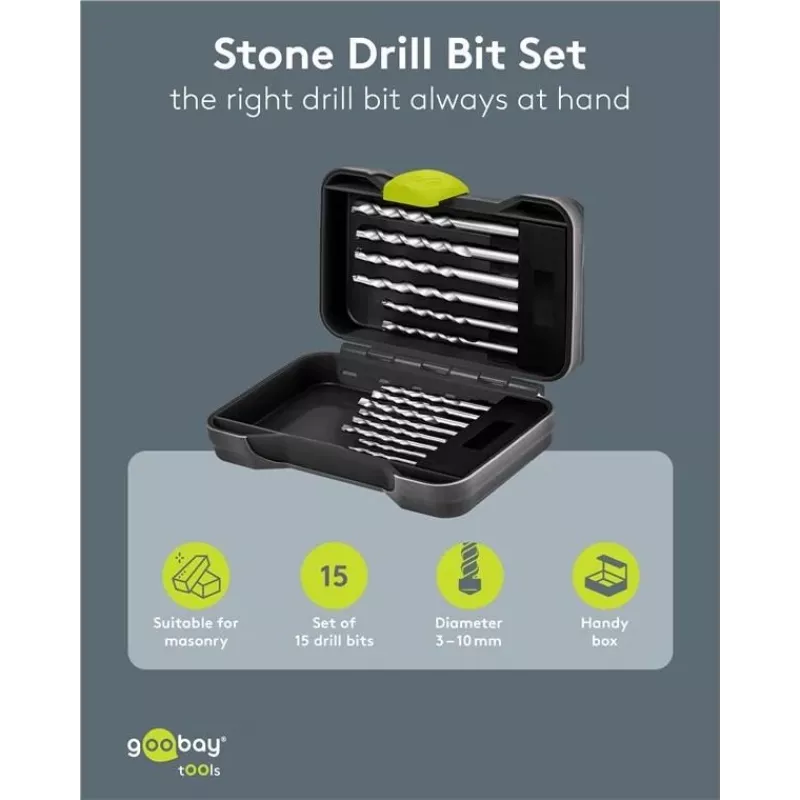 GOOBAY TOOLS 15-delige steenboor-set 4-12 mm met wolfraamcarbide punt in etui 77849