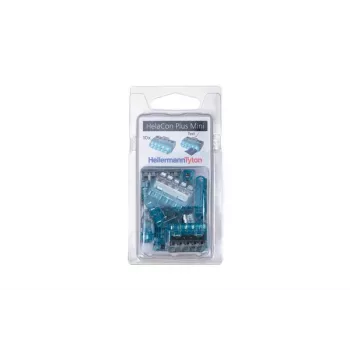 HellermannTyton HelaCon Plus Mini HCPM-5 5-polige push-in draadverbinder, blauw/transparant, 10-pack 148-90057