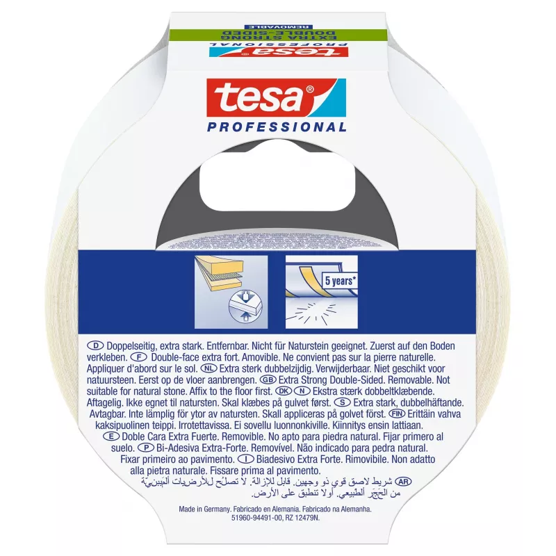 tesa 51960-00000-11 transparant dubbelzijdig PET-tape 10 m x 50 mm
