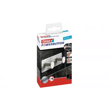 Tesa Powerbutton Classic dubbele haak 12kg chroom 59333-00000-01
