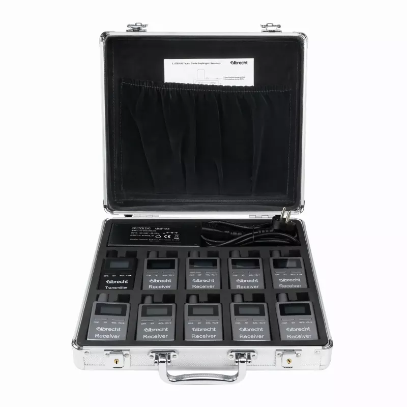 MIDLAND ATT/ATR400 tourguide-systeemset met 10 ontvangers, oplaadcase, headset-microfoon en oordopjes 29970.S10