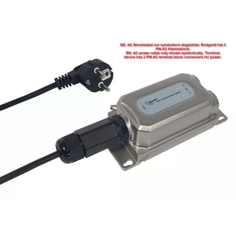 ALLNET outdoor PoE-injector IP67 IEEE 802.3bt 60W metalen behuizing ALL-PI2013Ov2BT60