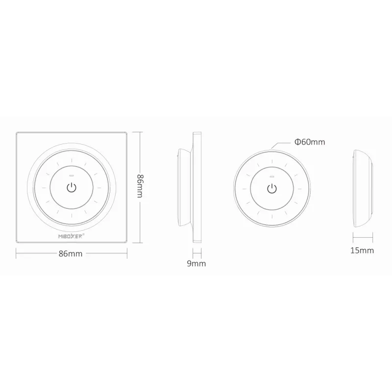 MiBoxer K3-W 2,4GHz dual white LED-afstandsbediening met draaiend touchwiel