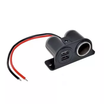 IWH 12/24V auto-stopcontact met 2 USB-aansluitingen, 4,2A totale uitgang (019010)