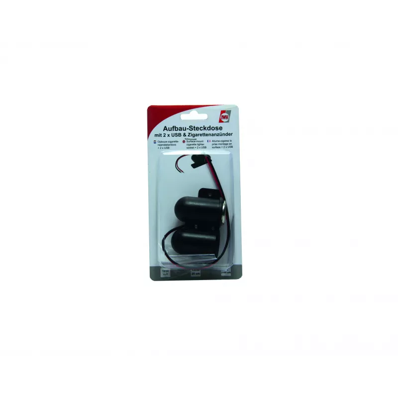 IWH 12/24V auto-stopcontact met 2 USB-aansluitingen, 4,2A totale uitgang (019010)
