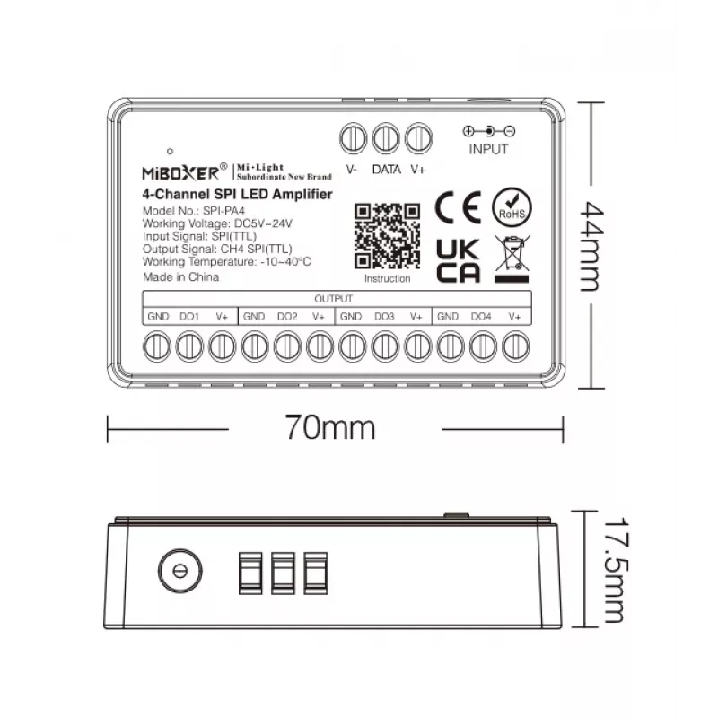 Synergy 21 Pixel LED Controller SPI-serie 4-kanaals versterker/repeater (SPI-PA4)