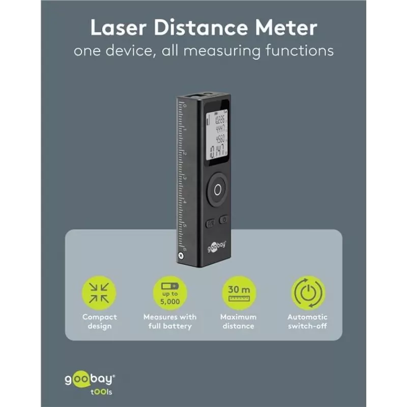 Goobay laser-afstandsmeter 30 m bereik voor lengtemeting (77834)