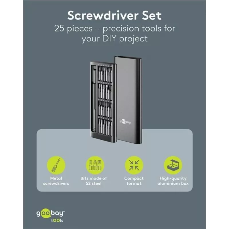 Goobay 77836 precisie-schroevendraaierset 24-delig met magnetische bithouder