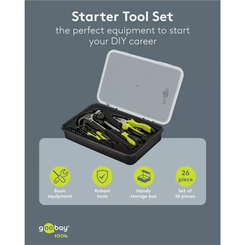 GOOBAY TOOLS 77845 starterset gereedschap 26-delig in opbergbox