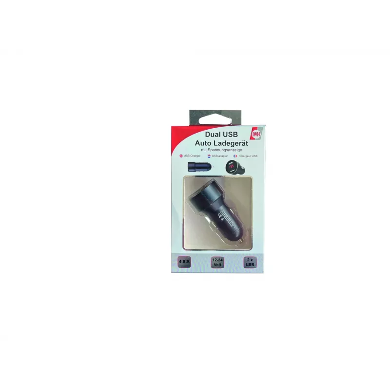 IWH dual-USB-autolader met spanningsweergave 4,8A (019062)