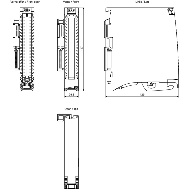 Siemens SIMATIC S7-1500 digitaal uitgangsmodule DQ 32x24VDC/0,5A, 32 kanalen, sourcing (PNP), Push-in frontstekker, diagnose | 6ES75221BL100AA0