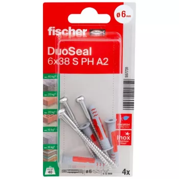 fischer DuoSeal 6 x 38 S PH TX A2 K NV plugset (4 stuks) 557731