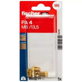 Fischer PA 4 M6/13,5 K NV messingplug, 1 set (503785)
