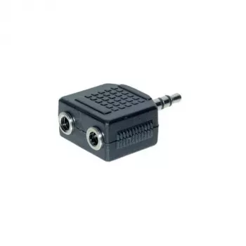 exertis Connect audio-splitterkabel - 3,5 mm stereo stekker naar 2x bus, 0,2 m, zwart 64650