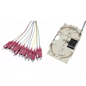 Tecline glasvezel lascassette met 12x OM4-pigtails, SC/UPC, 2,0 m, kleurgecodeerd, 12 stuks 20500026