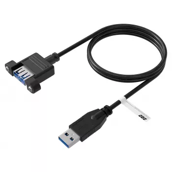 EFB Elektronik USB 3.0 verlengkabel, USB-A stekker naar USB-A bus voor paneelmontage, 1,8 m, zwart K5265SW.1V2
